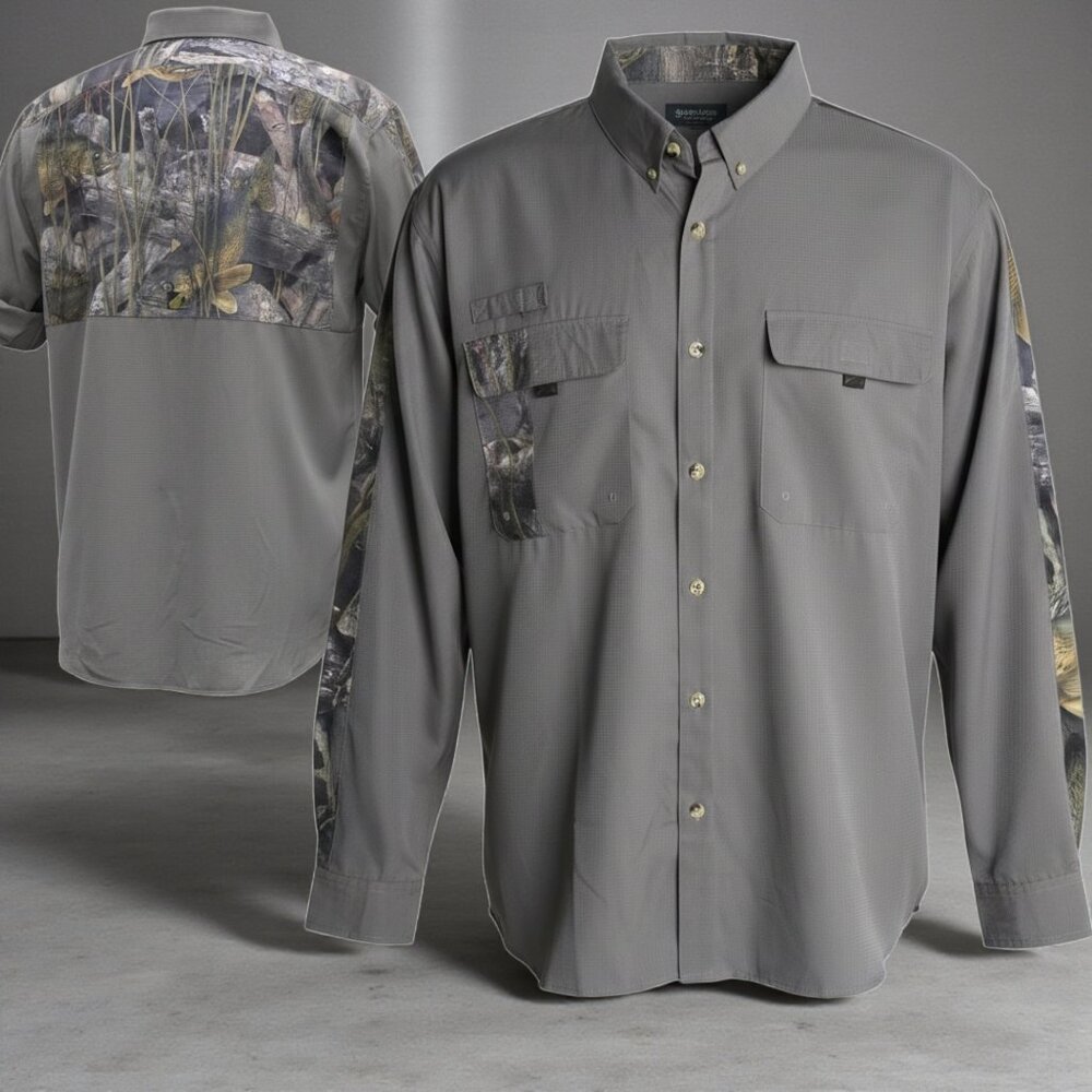 NWT FISHOUFLAGE (2XL) Split Rock Guide Shirt (Walley/Sage) Longe Sleeve